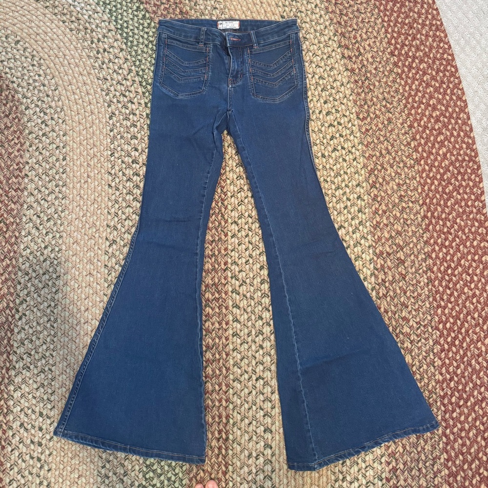 Free People Deep Indigo Flare Jeans